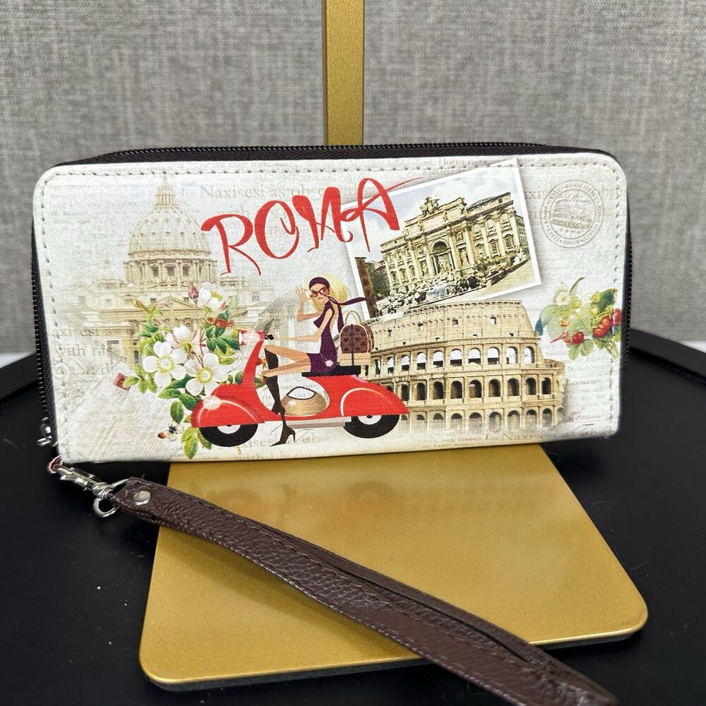 Roma Pattern Womens Purse Clutch Wallet Travel Rome Large Italy Artistic